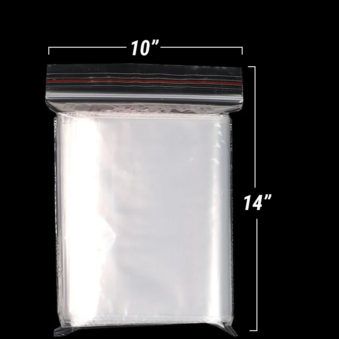 100 Pack of Ziplock Bags 10" x 14" (25.4 x 35.56 cm) – Storage Bags With Resealable Zipper, Zipper Bags, Sealed Plastic Bag for Food Storage, Freezing Marinades, Clothing, Large Accessories & More - Ethic Solutions -