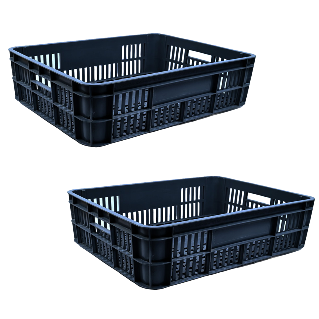 2 Pcs Bakery Crate Storage Crate Storage Box Organizer Bin Stackable Basket Heavy Duty Reinforced Walls Anti-Slip Grid Base UV Stabilized Fade-Resistant Easy Handling for Bakery Food Storage Transport – 600 x 400 x 220 mm 86 L