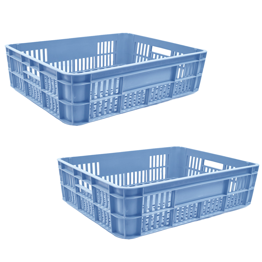 2 Pcs Bakery Crate Storage Crate Storage Box Organizer Bin Stackable Basket Heavy Duty Reinforced Walls Anti-Slip Grid Base UV Stabilized Fade-Resistant Easy Handling for Bakery Food Storage Transport – 600 x 400 x 220 mm 86 L
