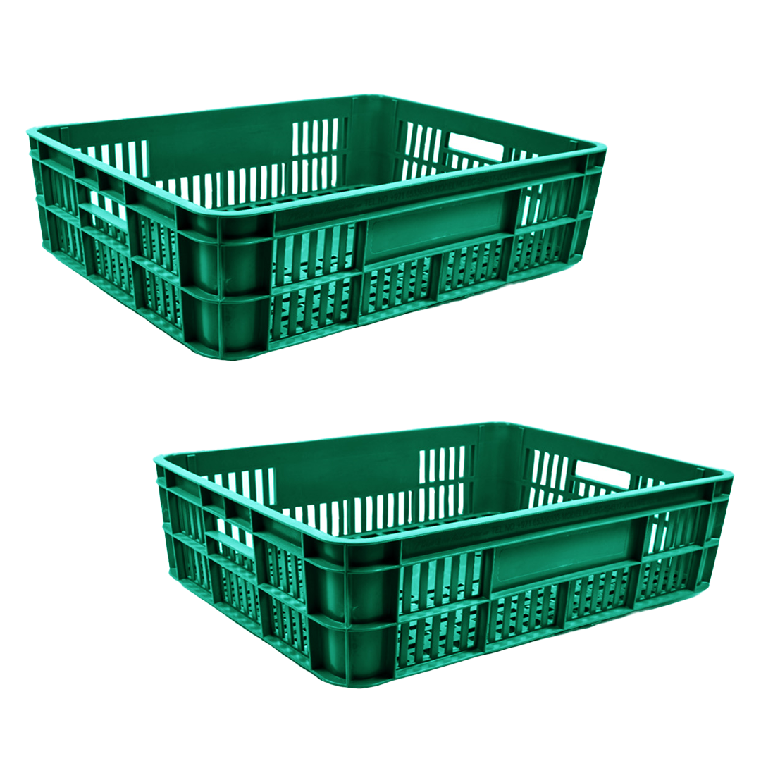 2 Pcs Bakery Crate Storage Crate Storage Box Organizer Bin Stackable Basket Heavy Duty Reinforced Walls Anti-Slip Grid Base UV Stabilized Fade-Resistant Easy Handling for Bakery Food Storage Transport – 600 x 400 x 220 mm 86 L
