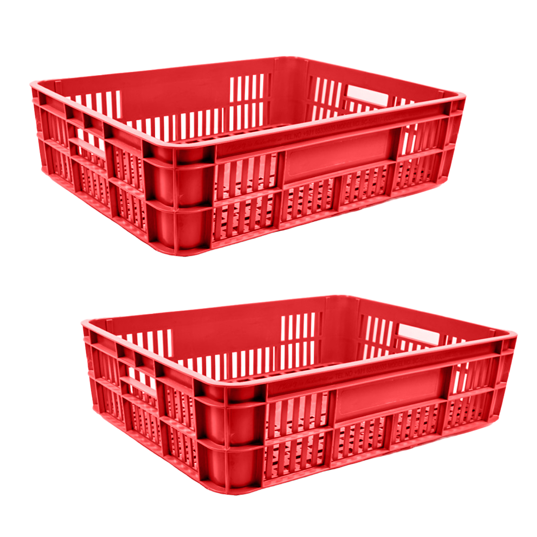 2 Pcs Bakery Crate Storage Crate Storage Box Organizer Bin Stackable Basket Heavy Duty Reinforced Walls Anti-Slip Grid Base UV Stabilized Fade-Resistant Easy Handling for Bakery Food Storage Transport – 600 x 400 x 220 mm 86 L