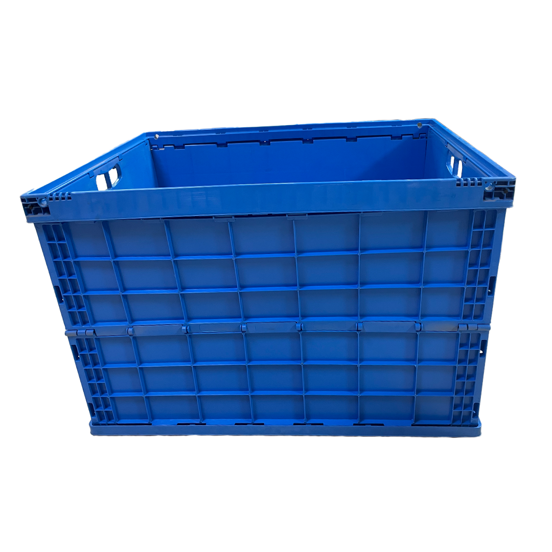 Heavy Duty Folding Storage Box 800×600×530mm – Extra Large Collapsible Closed Plastic Crate, Foldable Bulk Container, Warehouse Storage Bin, Collapsing Crate for Industrial Transport & Organization