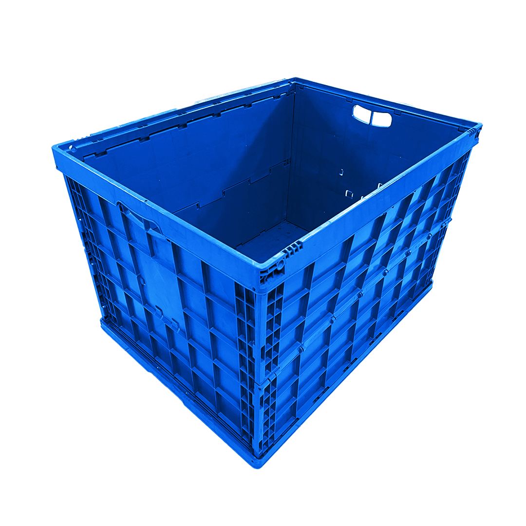 Heavy Duty Folding Storage Box 800×600×530mm – Extra Large Collapsible Closed Plastic Crate, Foldable Bulk Container, Warehouse Storage Bin, Collapsing Crate for Industrial Transport & Organization