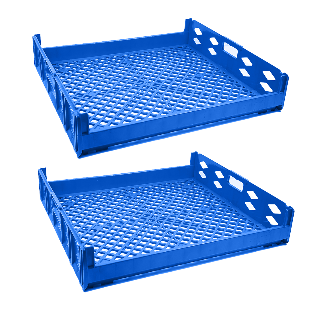 2 Pcs Toast Crate Storage Crate Storage Box Organizer Bin Stackable Basket Heavy Duty Reinforced Walls Anti-Slip Grid Base UV Stabilized Fade-Resistant Easy Handling for Bakery Food Storage Transport – 750 x 650 x 150 mm 73 L