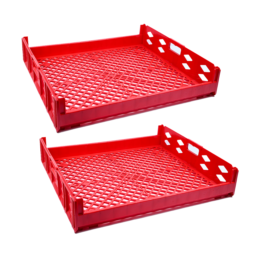 2 Pcs Toast Crate Storage Crate Storage Box Organizer Bin Stackable Basket Heavy Duty Reinforced Walls Anti-Slip Grid Base UV Stabilized Fade-Resistant Easy Handling for Bakery Food Storage Transport – 750 x 650 x 150 mm 73 L