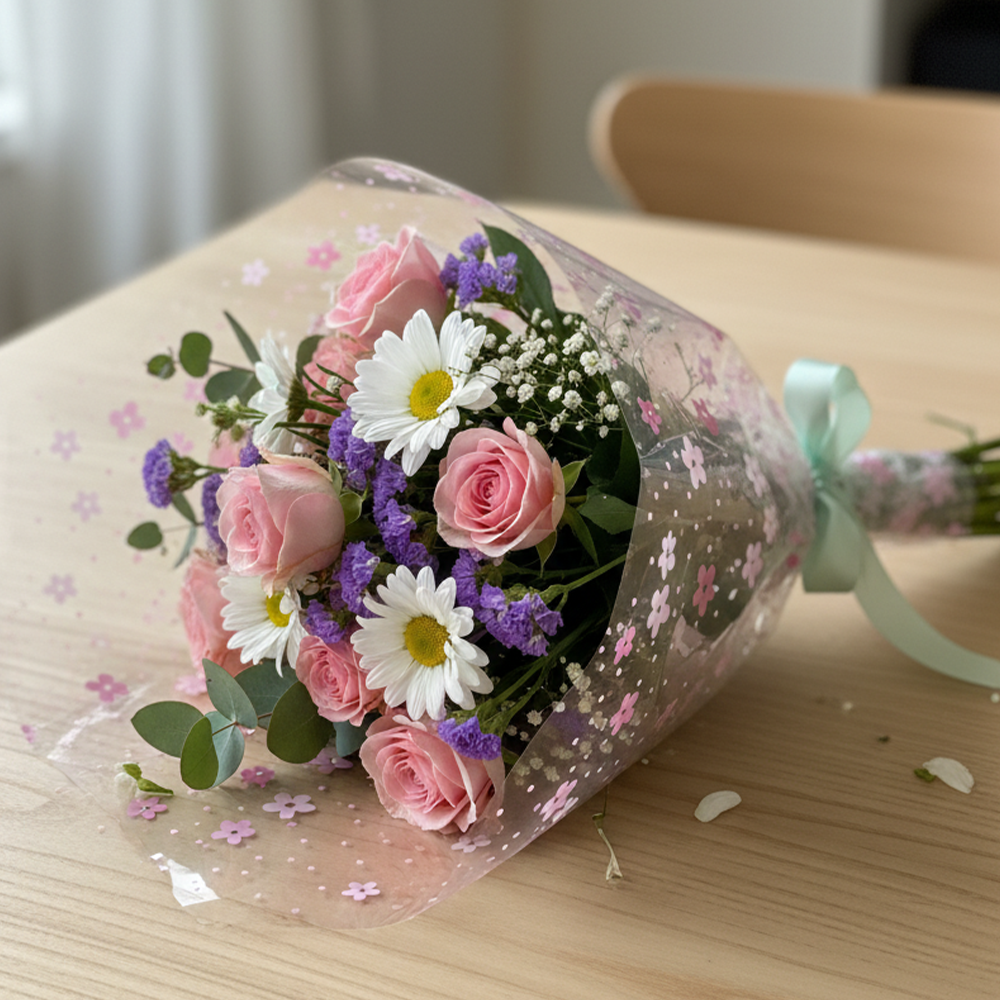 Cellophane Wrap Sheet 50×50cm Large Thicker Clear Cellophane Wrap Gift Plastic Jumbo Basket Sheet for Cookie Packaging, Party Favors, Hampers, Flowers, Crafts & Gift Wrapping