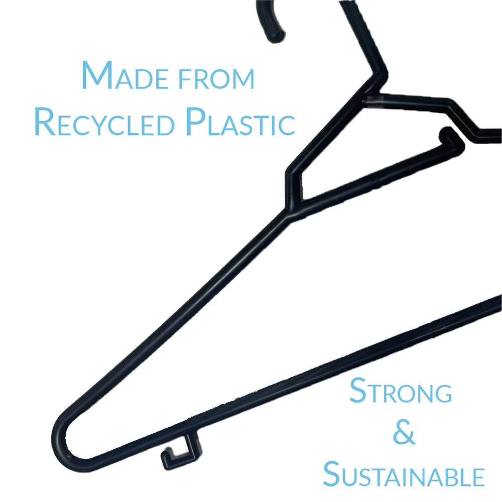 Plastic Round Hangers – 17 Inch Length x 8.9 Inch Height – Durable Clothes Hangers for Shirts, Pants, Coats, Closet & Retail Use – Black