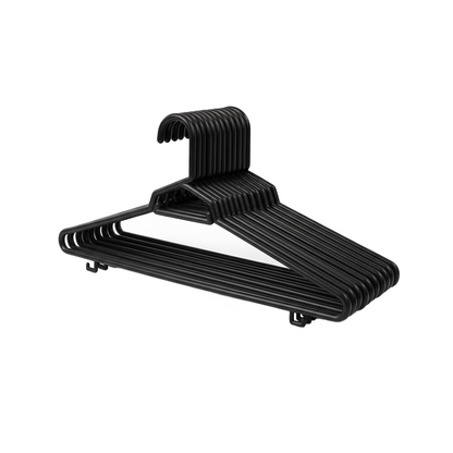 Plastic Round Hangers – 17 Inch Length x 8.9 Inch Height – Durable Clothes Hangers for Shirts, Pants, Coats, Closet & Retail Use – Black