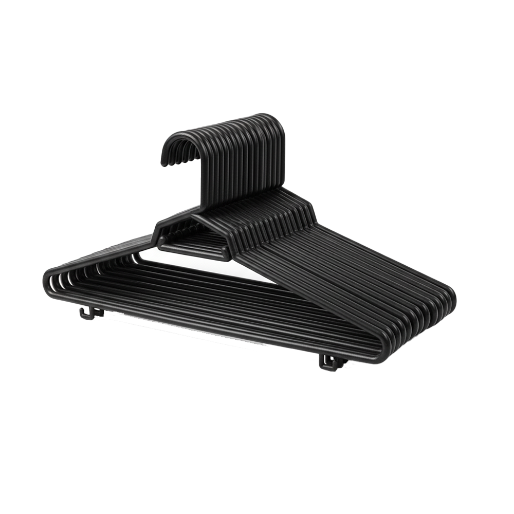 Plastic Round Hangers – 17 Inch Length x 8.9 Inch Height – Durable Clothes Hangers for Shirts, Pants, Coats, Closet & Retail Use – Black