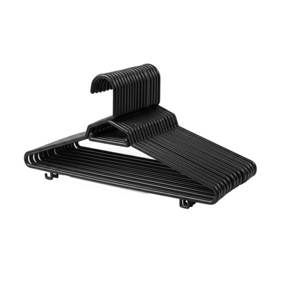 Plastic Round Hangers – 17 Inch Length x 8.9 Inch Height – Durable Clothes Hangers for Shirts, Pants, Coats, Closet & Retail Use – Black