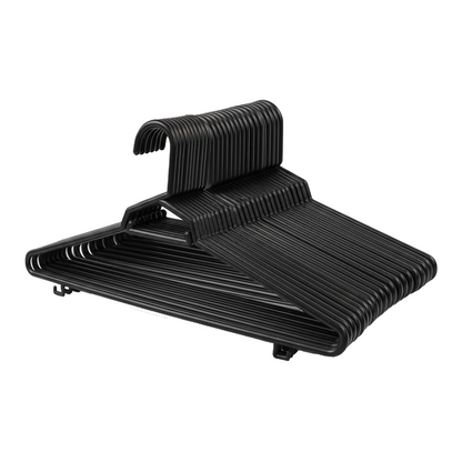 Plastic Round Hangers – 17 Inch Length x 8.9 Inch Height – Durable Clothes Hangers for Shirts, Pants, Coats, Closet & Retail Use – Black