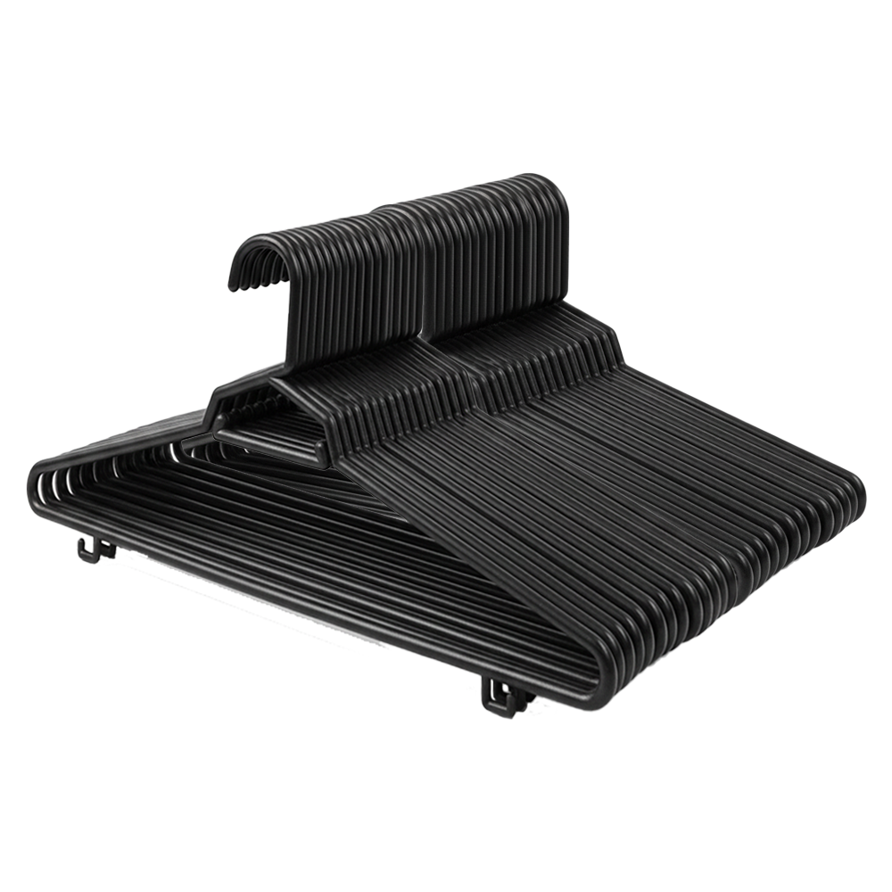 Plastic Round Hangers – 17 Inch Length x 8.9 Inch Height – Durable Clothes Hangers for Shirts, Pants, Coats, Closet & Retail Use – Black