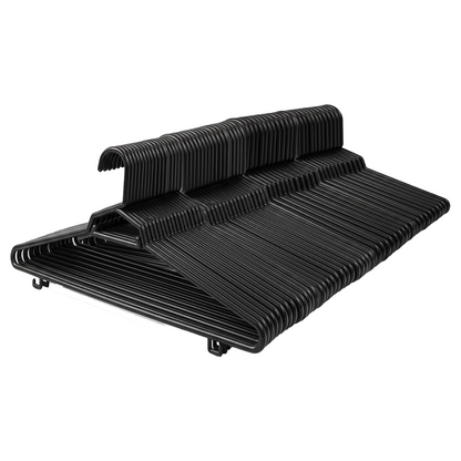 Plastic Round Hangers – 17 Inch Length x 8.9 Inch Height – Durable Clothes Hangers for Shirts, Pants, Coats, Closet & Retail Use – Black