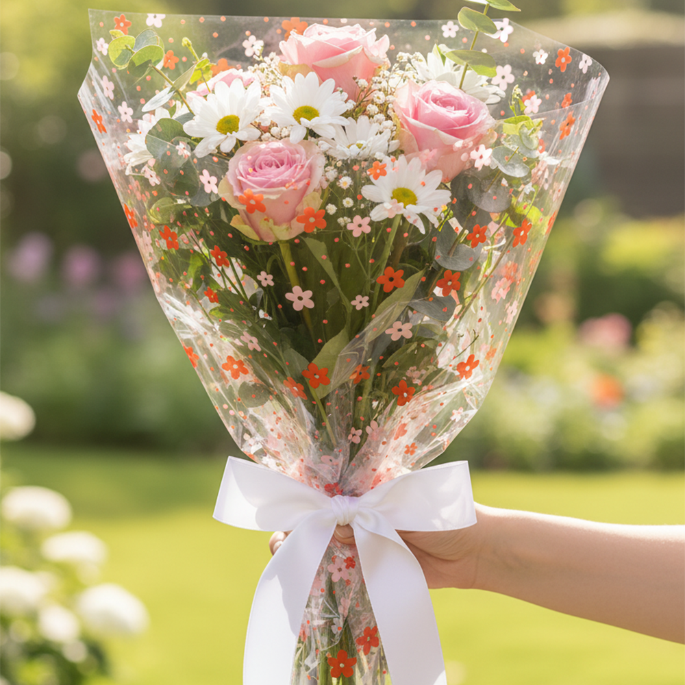 Cellophane Wrap Sheet 50×50cm Large Thicker Clear Cellophane Wrap Gift Plastic Jumbo Basket Sheet for Cookie Packaging, Party Favors, Hampers, Flowers, Crafts & Gift Wrapping