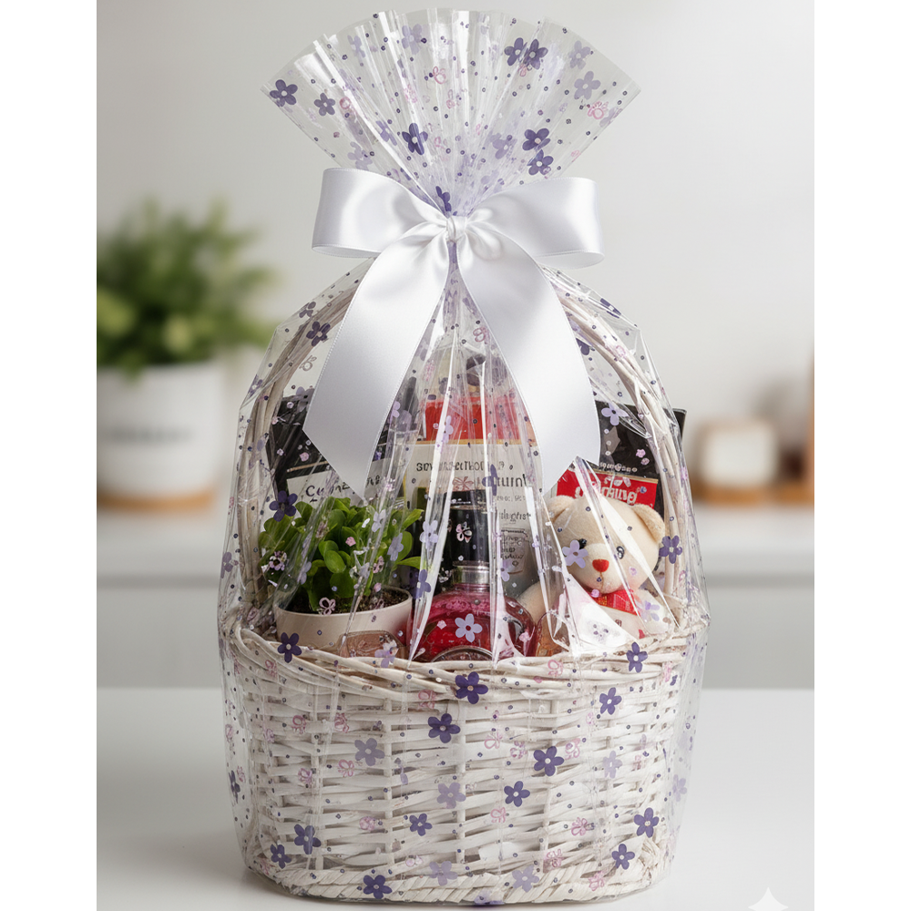 Cellophane Wrap Sheet 50×50cm Large Thicker Clear Cellophane Wrap Gift Plastic Jumbo Basket Sheet for Cookie Packaging, Party Favors, Hampers, Flowers, Crafts & Gift Wrapping