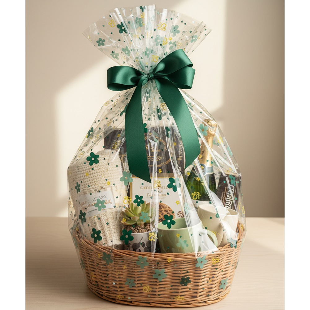 Cellophane Wrap Sheet 50×50cm Large Thicker Clear Cellophane Wrap Gift Plastic Jumbo Basket Sheet for Cookie Packaging, Party Favors, Hampers, Flowers, Crafts & Gift Wrapping