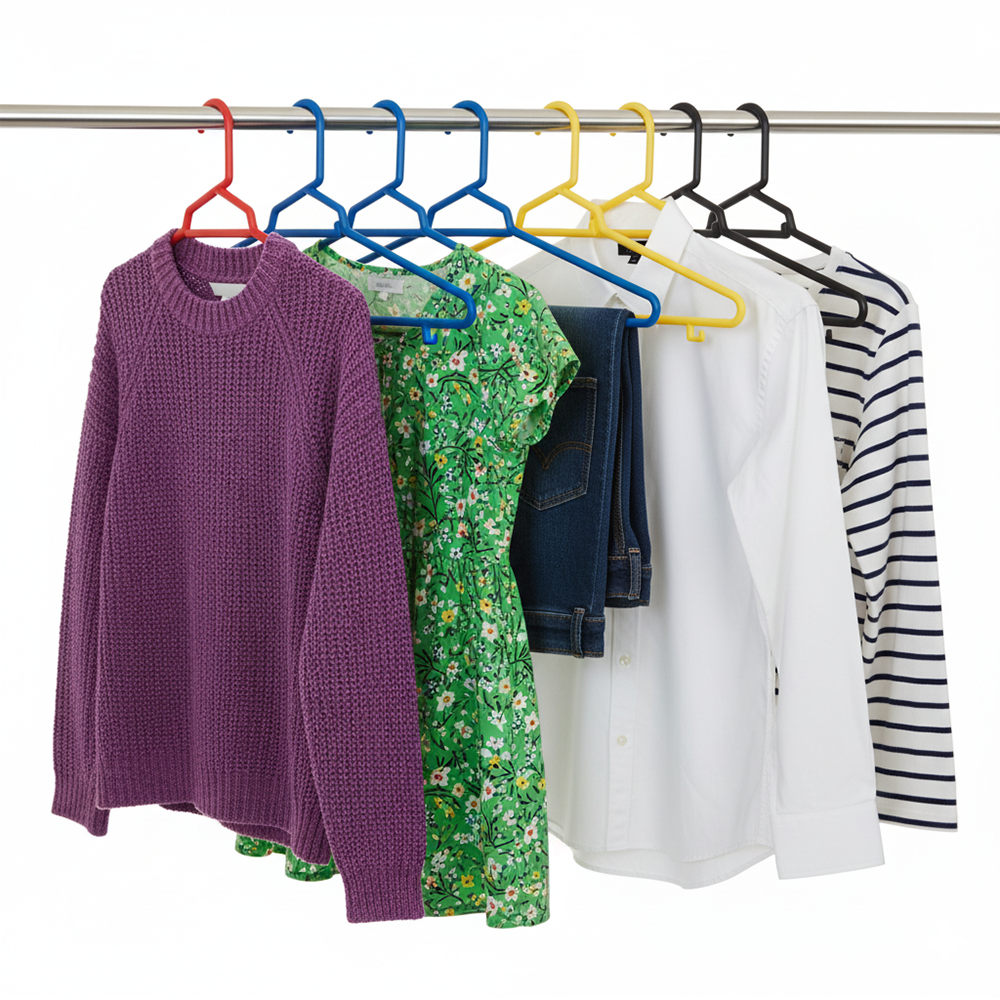 Plastic Round Hangers – 17 Inch Length x 8.9 Inch Height – Durable Clothes Hangers for Shirts, Pants, Coats, Closet & Retail Use – Black