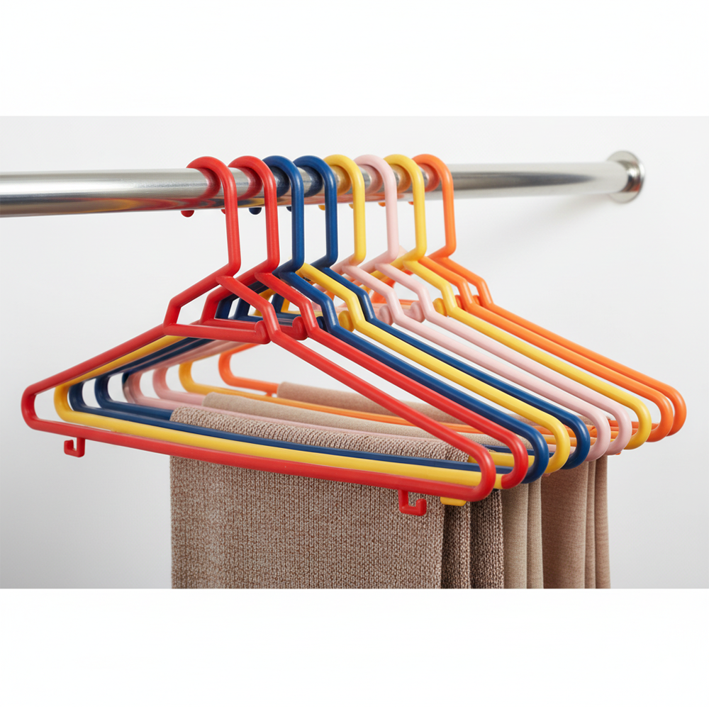 Plastic Round Hangers – 17 Inch Length x 8.9 Inch Height – Durable Clothes Hangers for Shirts, Pants, Coats, Closet & Retail Use – Black