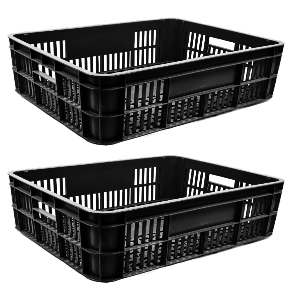 Bakery Crate Storage Crate Storage Box Organizer Bin Stackable Basket Heavy Duty Reinforced Walls Anti-Slip Grid Base UV Stabilized Fade-Resistant Easy Handling for Bakery Food Storage Transport – 590 x 450 x 170 mm 53L