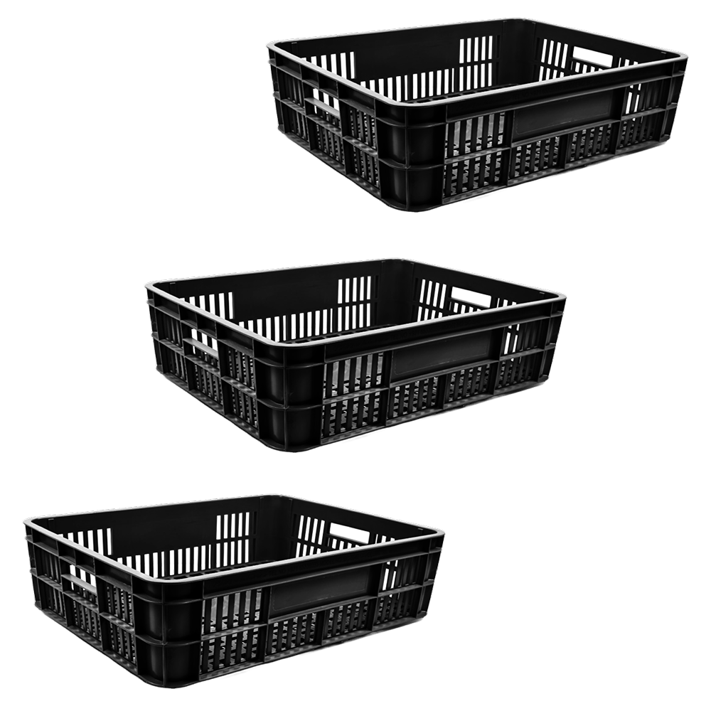Bakery Crate Storage Crate Storage Box Organizer Bin Stackable Basket Heavy Duty Reinforced Walls Anti-Slip Grid Base UV Stabilized Fade-Resistant Easy Handling for Bakery Food Storage Transport – 590 x 450 x 170 mm 53L