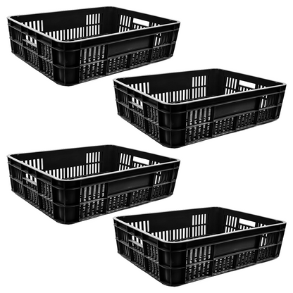 Bakery Crate Storage Crate Storage Box Organizer Bin Stackable Basket Heavy Duty Reinforced Walls Anti-Slip Grid Base UV Stabilized Fade-Resistant Easy Handling for Bakery Food Storage Transport – 590 x 450 x 170 mm 53L
