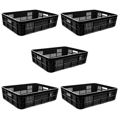 Bakery Crate Storage Crate Storage Box Organizer Bin Stackable Basket Heavy Duty Reinforced Walls Anti-Slip Grid Base UV Stabilized Fade-Resistant Easy Handling for Bakery Food Storage Transport – 590 x 450 x 170 mm 53L