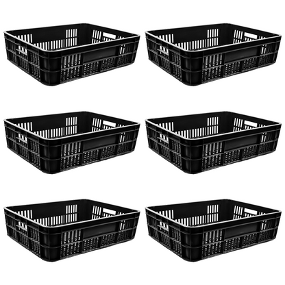 Bakery Crate Storage Crate Storage Box Organizer Bin Stackable Basket Heavy Duty Reinforced Walls Anti-Slip Grid Base UV Stabilized Fade-Resistant Easy Handling for Bakery Food Storage Transport – 590 x 450 x 170 mm 53L