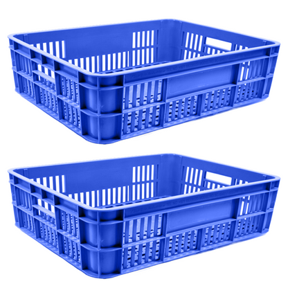Bakery Crate Storage Crate Storage Box Organizer Bin Stackable Basket Heavy Duty Reinforced Walls Anti-Slip Grid Base UV Stabilized Fade-Resistant Easy Handling for Bakery Food Storage Transport – 590 x 450 x 170 mm 53L