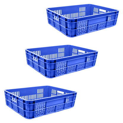 Bakery Crate Storage Crate Storage Box Organizer Bin Stackable Basket Heavy Duty Reinforced Walls Anti-Slip Grid Base UV Stabilized Fade-Resistant Easy Handling for Bakery Food Storage Transport – 590 x 450 x 170 mm 53L