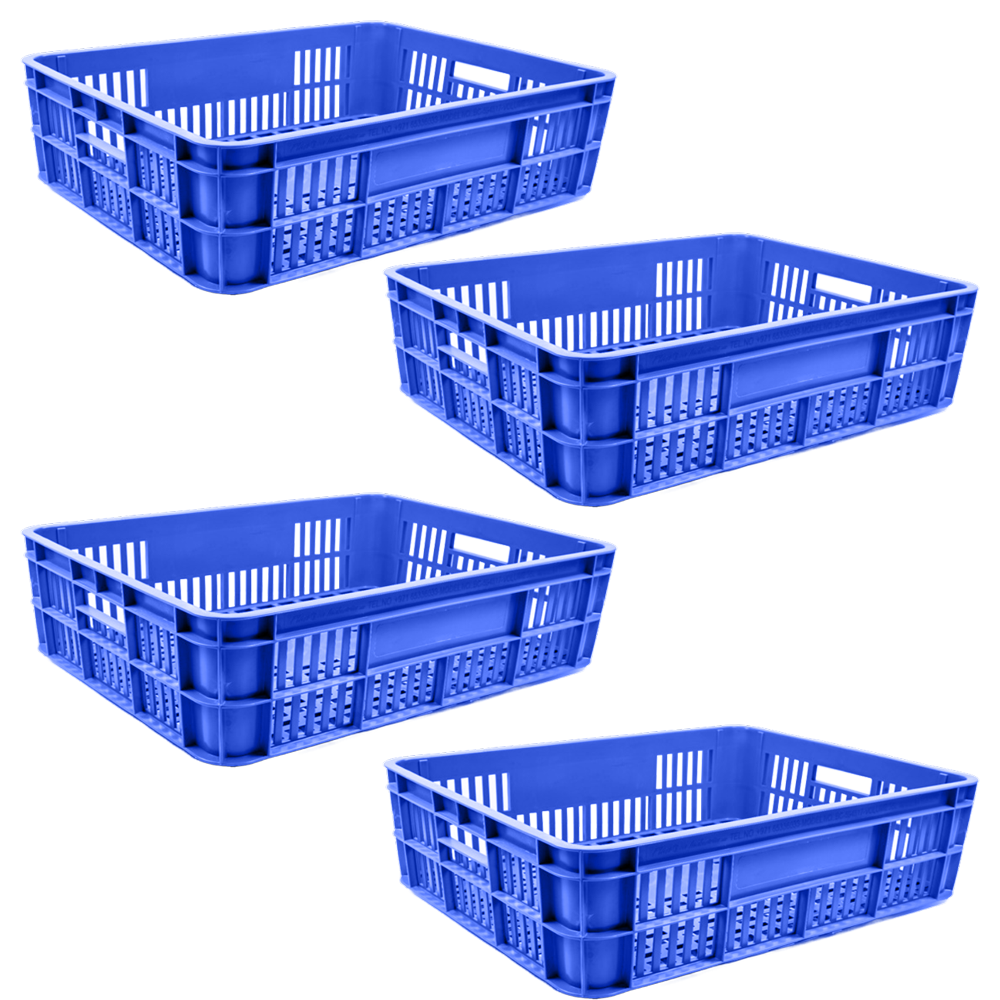 Bakery Crate Storage Crate Storage Box Organizer Bin Stackable Basket Heavy Duty Reinforced Walls Anti-Slip Grid Base UV Stabilized Fade-Resistant Easy Handling for Bakery Food Storage Transport – 590 x 450 x 170 mm 53L