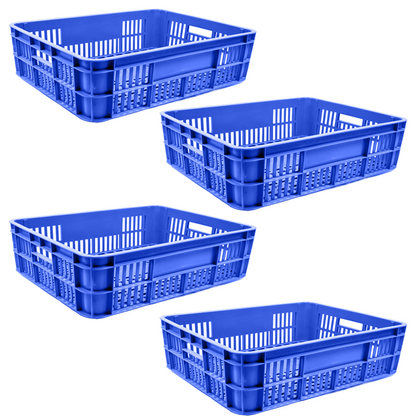 Bakery Crate Storage Crate Storage Box Organizer Bin Stackable Basket Heavy Duty Reinforced Walls Anti-Slip Grid Base UV Stabilized Fade-Resistant Easy Handling for Bakery Food Storage Transport – 590 x 450 x 170 mm 53L