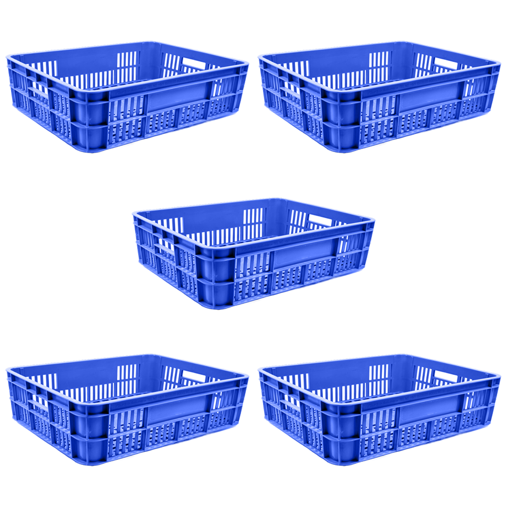 Bakery Crate Storage Crate Storage Box Organizer Bin Stackable Basket Heavy Duty Reinforced Walls Anti-Slip Grid Base UV Stabilized Fade-Resistant Easy Handling for Bakery Food Storage Transport – 590 x 450 x 170 mm 53L