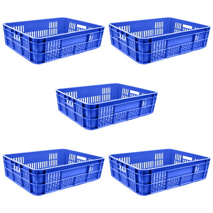 Bakery Crate Storage Crate Storage Box Organizer Bin Stackable Basket Heavy Duty Reinforced Walls Anti-Slip Grid Base UV Stabilized Fade-Resistant Easy Handling for Bakery Food Storage Transport – 590 x 450 x 170 mm 53L