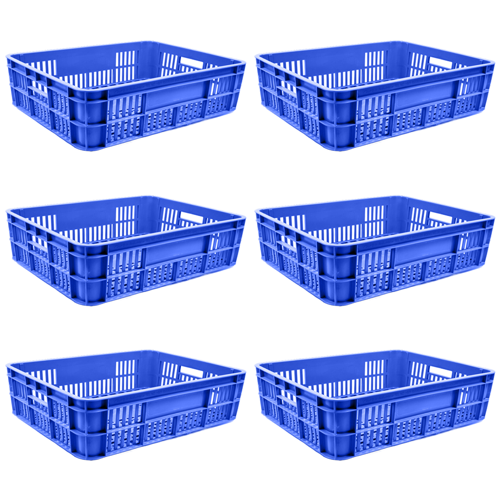 Bakery Crate Storage Crate Storage Box Organizer Bin Stackable Basket Heavy Duty Reinforced Walls Anti-Slip Grid Base UV Stabilized Fade-Resistant Easy Handling for Bakery Food Storage Transport – 590 x 450 x 170 mm 53L