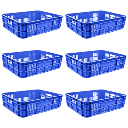 Bakery Crate Storage Crate Storage Box Organizer Bin Stackable Basket Heavy Duty Reinforced Walls Anti-Slip Grid Base UV Stabilized Fade-Resistant Easy Handling for Bakery Food Storage Transport – 590 x 450 x 170 mm 53L