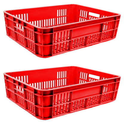 Bakery Crate Storage Crate Storage Box Organizer Bin Stackable Basket Heavy Duty Reinforced Walls Anti-Slip Grid Base UV Stabilized Fade-Resistant Easy Handling for Bakery Food Storage Transport – 590 x 450 x 170 mm 53L