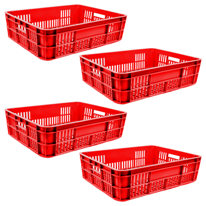 Bakery Crate Storage Crate Storage Box Organizer Bin Stackable Basket Heavy Duty Reinforced Walls Anti-Slip Grid Base UV Stabilized Fade-Resistant Easy Handling for Bakery Food Storage Transport – 590 x 450 x 170 mm 53L