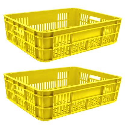 Bakery Crate Storage Crate Storage Box Organizer Bin Stackable Basket Heavy Duty Reinforced Walls Anti-Slip Grid Base UV Stabilized Fade-Resistant Easy Handling for Bakery Food Storage Transport – 590 x 450 x 170 mm 53L