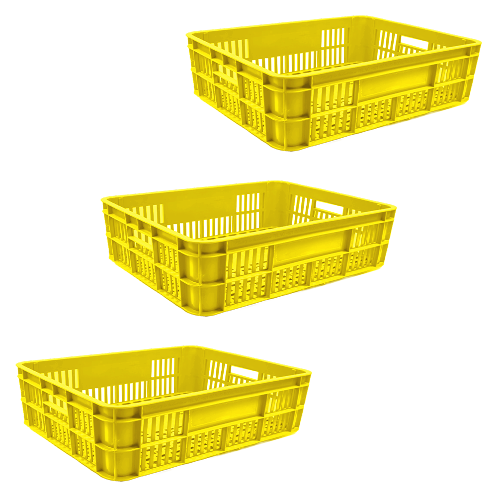 Bakery Crate Storage Crate Storage Box Organizer Bin Stackable Basket Heavy Duty Reinforced Walls Anti-Slip Grid Base UV Stabilized Fade-Resistant Easy Handling for Bakery Food Storage Transport – 590 x 450 x 170 mm 53L