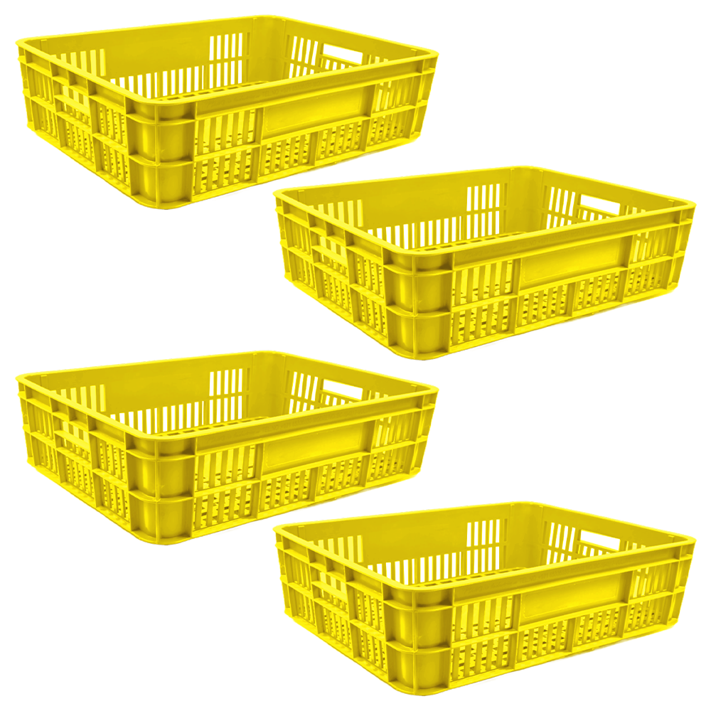 Bakery Crate Storage Crate Storage Box Organizer Bin Stackable Basket Heavy Duty Reinforced Walls Anti-Slip Grid Base UV Stabilized Fade-Resistant Easy Handling for Bakery Food Storage Transport – 590 x 450 x 170 mm 53L