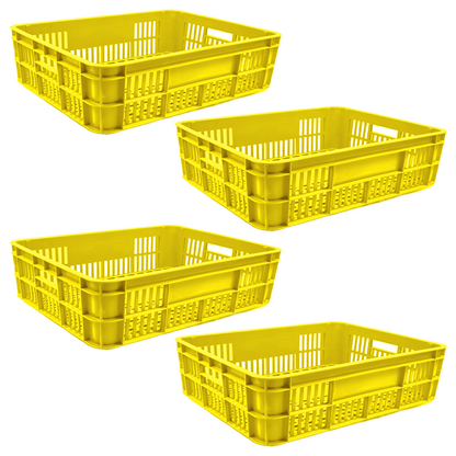 Bakery Crate Storage Crate Storage Box Organizer Bin Stackable Basket Heavy Duty Reinforced Walls Anti-Slip Grid Base UV Stabilized Fade-Resistant Easy Handling for Bakery Food Storage Transport – 590 x 450 x 170 mm 53L