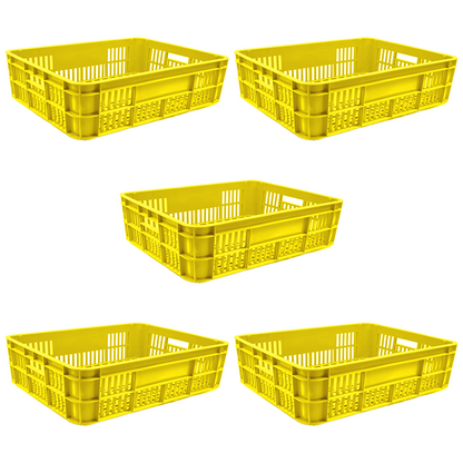 Bakery Crate Storage Crate Storage Box Organizer Bin Stackable Basket Heavy Duty Reinforced Walls Anti-Slip Grid Base UV Stabilized Fade-Resistant Easy Handling for Bakery Food Storage Transport – 590 x 450 x 170 mm 53L
