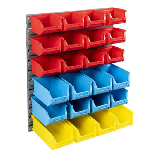 14PCS Plastic Bin Organizer Set – Wall Mount Storage Rack for Screws, Tools, Parts, Hardware – 2.85L, 6.7L, 8.7L Storage Boxes for Garage, Workshop, Home Organization