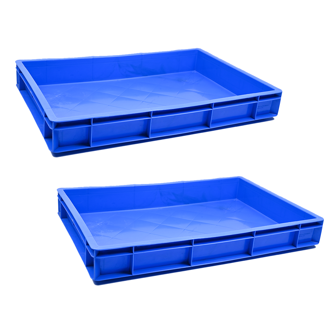 2 Pcs Catering Closed Crate Storage Crate Storage Box Organizer Bin Stackable Basket Heavy Duty Reinforced Walls Anti-Slip Grid Base UV Stabilized Fade-Resistant Easy Handling for Catering Food Storage Transport – 600 x 400 x 80 mm 19L