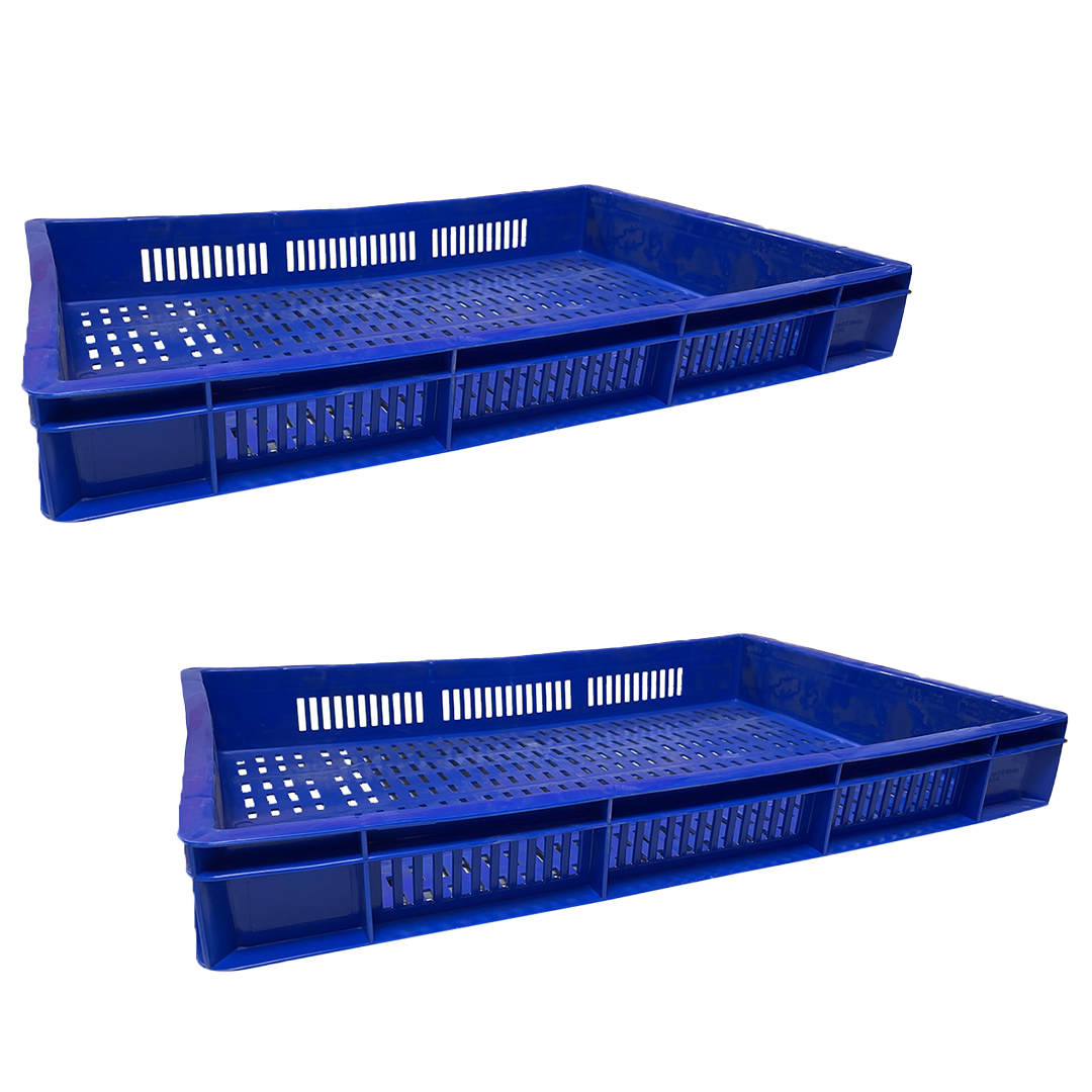 2 Pcs Catering Ventilated Crate Storage Crate Storage Box Organizer Bin Stackable Basket Heavy Duty Reinforced Walls Anti-Slip Grid Base UV Stabilized Fade-Resistant Easy Handling for Catering Food Storage Transport – 600 x 400 x 80 mm 19 L