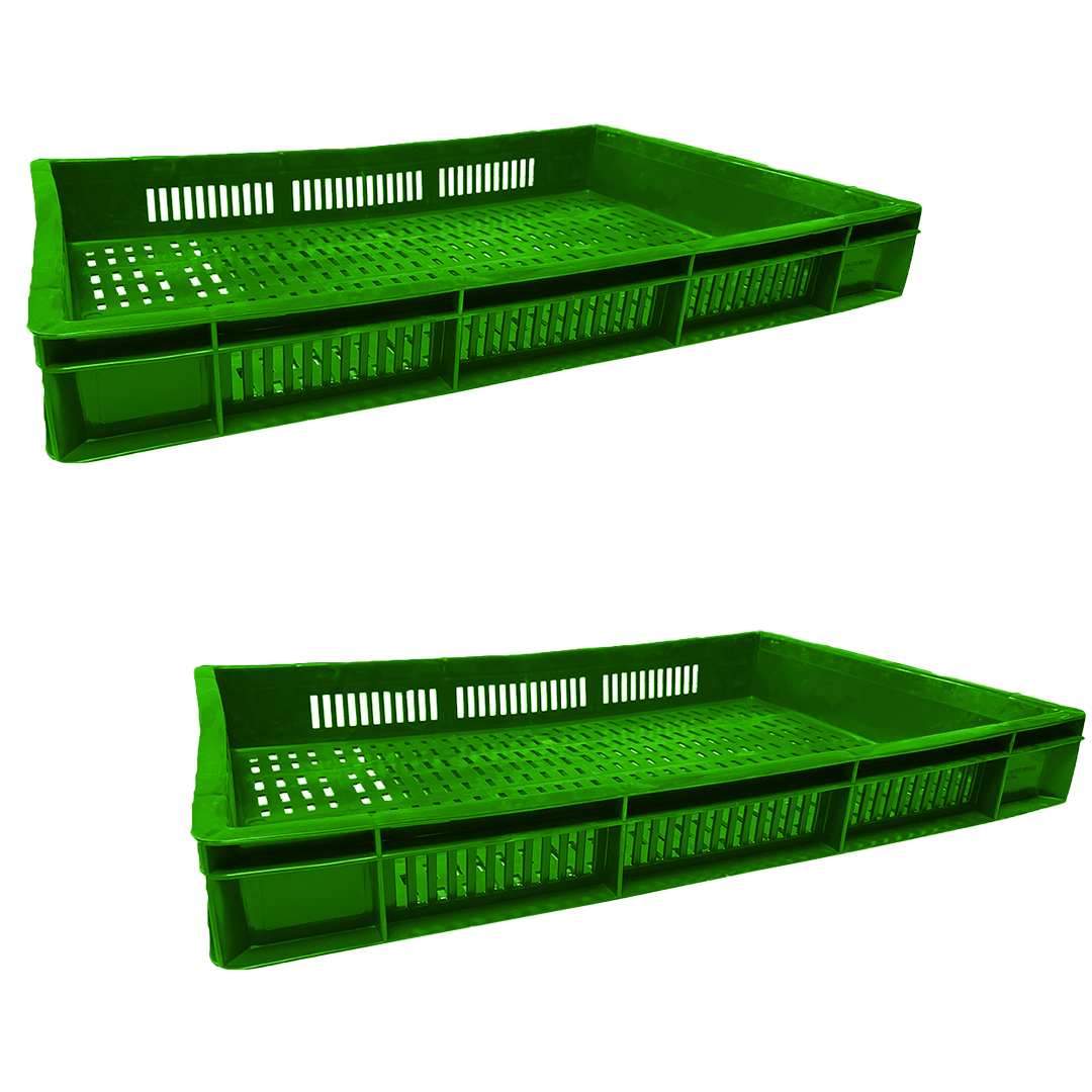 2 Pcs Catering Ventilated Crate Storage Crate Storage Box Organizer Bin Stackable Basket Heavy Duty Reinforced Walls Anti-Slip Grid Base UV Stabilized Fade-Resistant Easy Handling for Catering Food Storage Transport – 600 x 400 x 80 mm 19 L