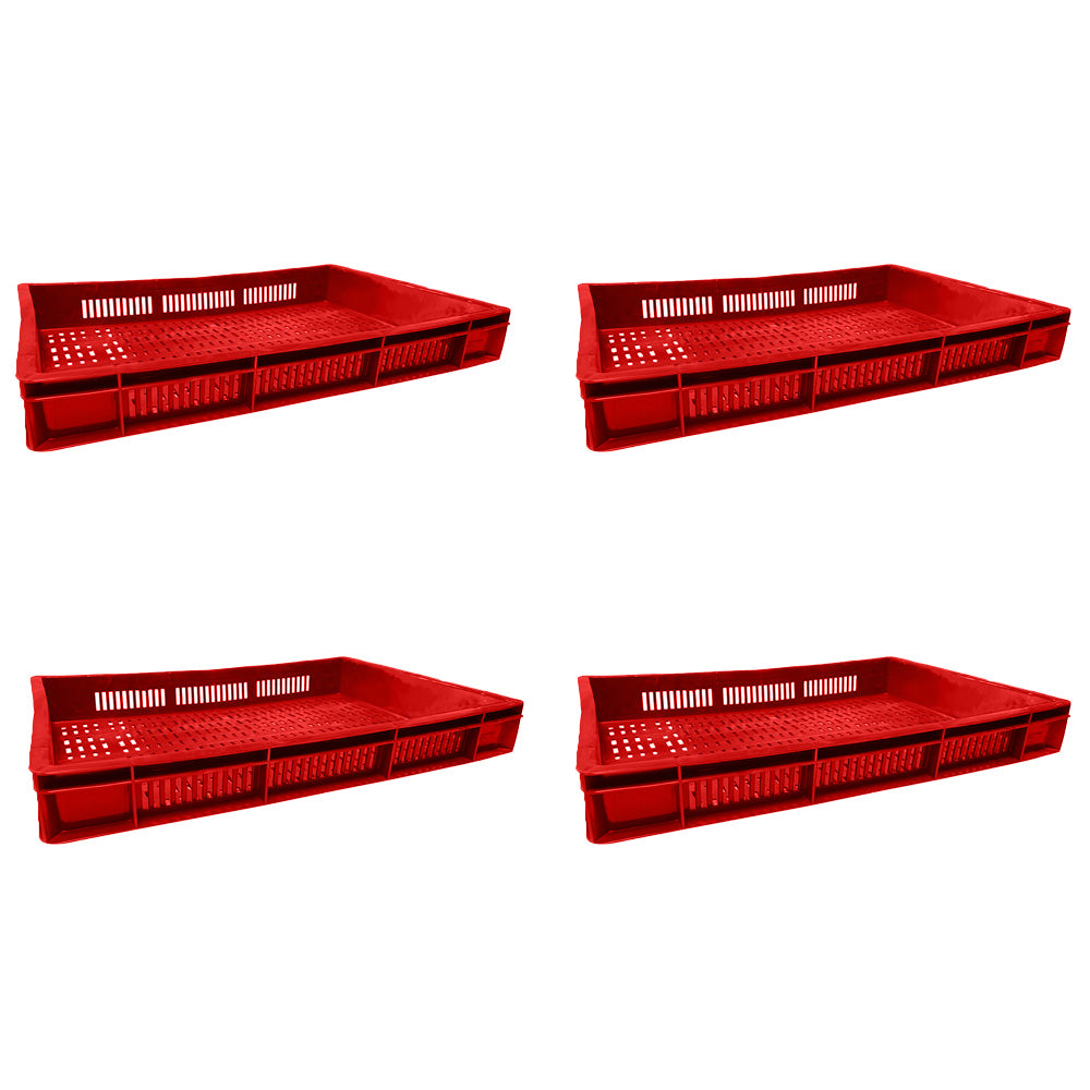 Catering Ventilated Crate Storage Crate Storage Box Organizer Bin Stackable Basket Heavy Duty Reinforced Walls Anti-Slip Grid Base UV Stabilized Fade-Resistant Easy Handling for Catering Food Storage Transport – 600 x 400 x 80 mm 19 L