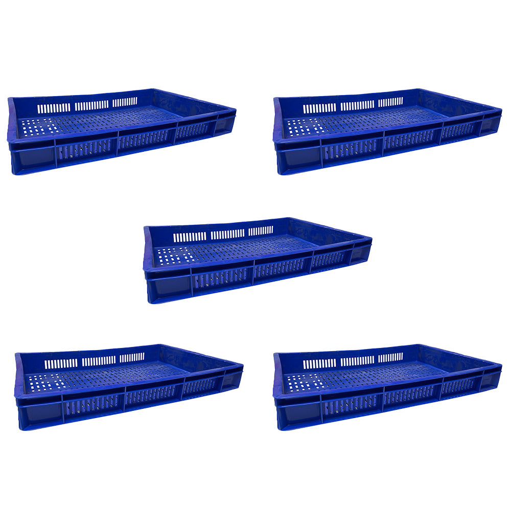 Catering Ventilated Crate Storage Crate Storage Box Organizer Bin Stackable Basket Heavy Duty Reinforced Walls Anti-Slip Grid Base UV Stabilized Fade-Resistant Easy Handling for Catering Food Storage Transport – 600 x 400 x 80 mm 19 L