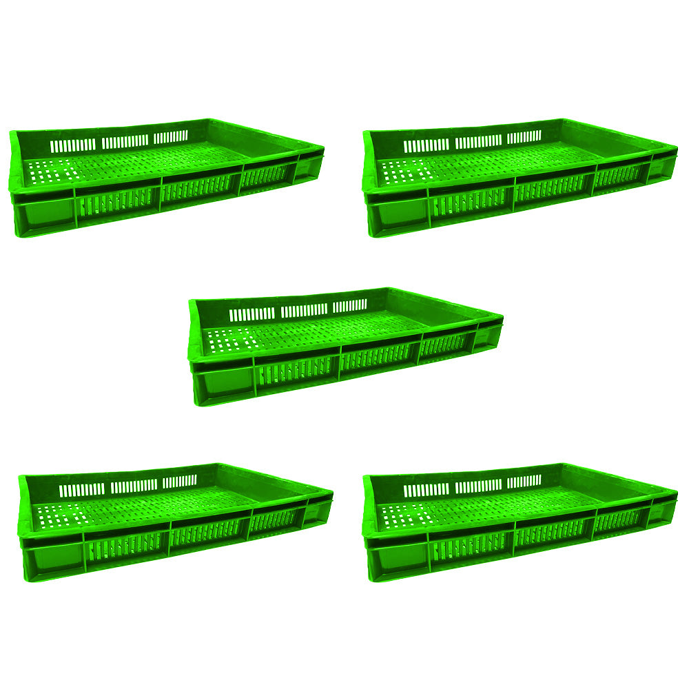 Catering Ventilated Crate Storage Crate Storage Box Organizer Bin Stackable Basket Heavy Duty Reinforced Walls Anti-Slip Grid Base UV Stabilized Fade-Resistant Easy Handling for Catering Food Storage Transport – 600 x 400 x 80 mm 19 L