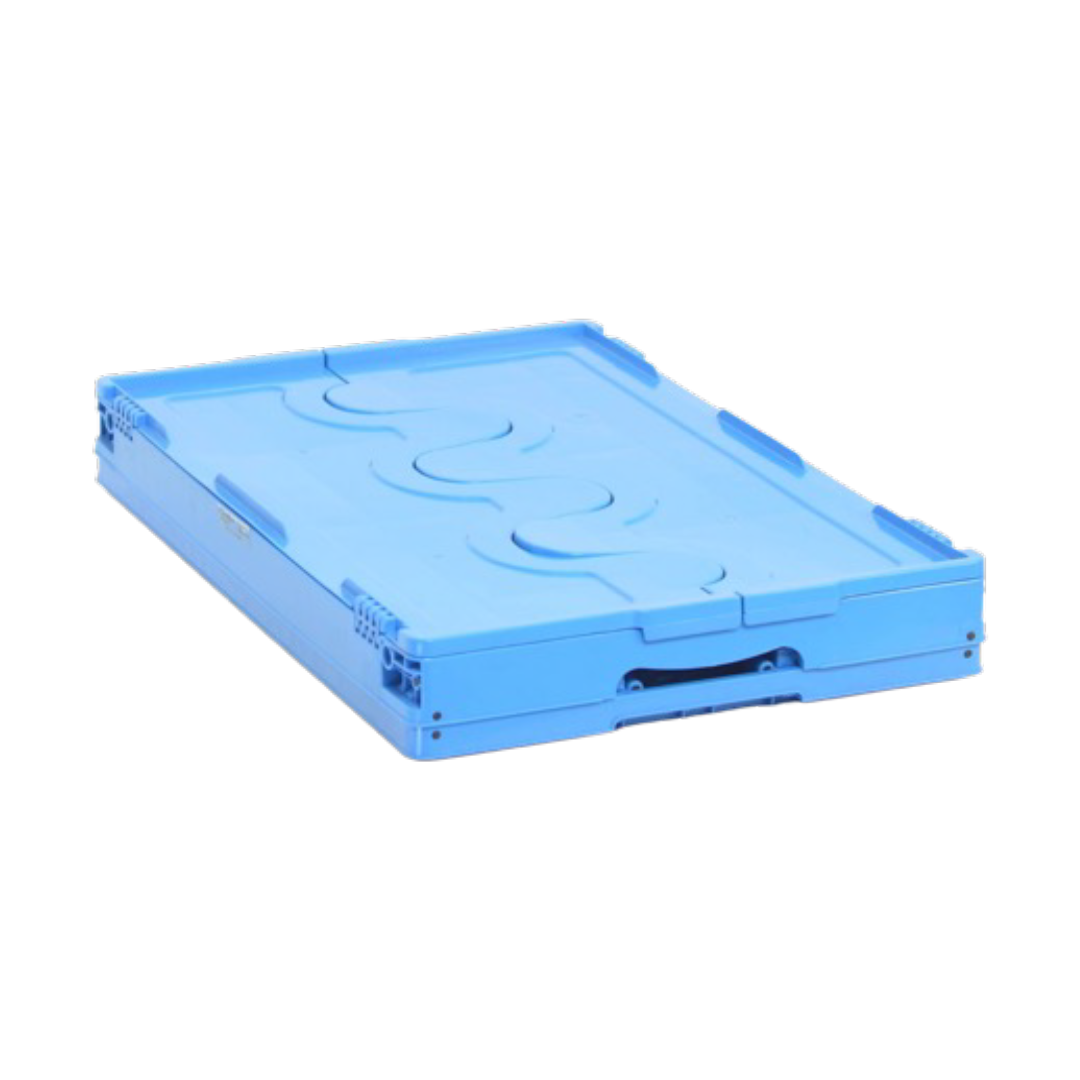 Foldable Ventilated Plastic Storage Crate Box 600 x 400 x 340 mm (±5mm) – Collapsible Folding Stackable Storage Basket with Reinforced Walls Handle and Anti-Slip Base for Home Industrial and Commercial Use
